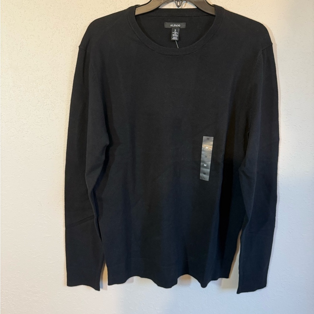 Men’s NWT M Black Alfani Casual Soft Long Sleeve Lightweight Sweater